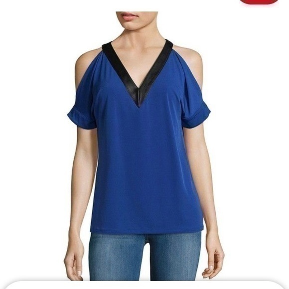 Michael Kors || NWT Cold Shoulder with Faux Leather Trim - Picture 1 of 8
